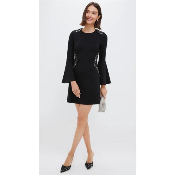 Tuckernuck Black Embellished Farrow Mini Dress Long Bell Sleeves Size XXL - Picture 1 of 16
